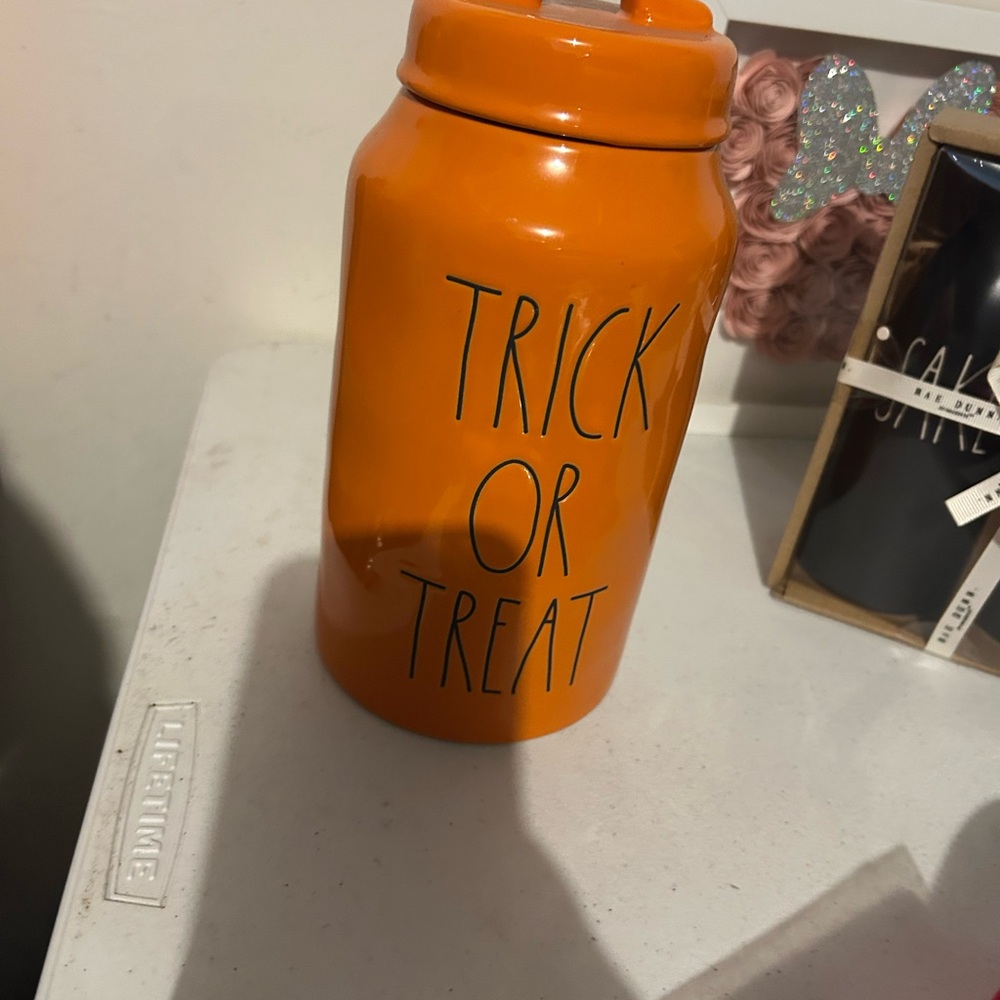 Rae Dunn Orange 'Trick or Treat' Canister